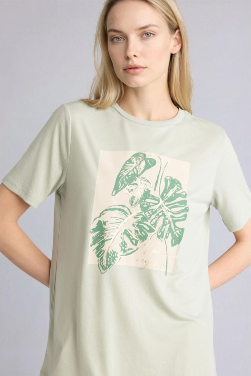 Woman Mint Regular Fit Short Sleeve T-Shirt