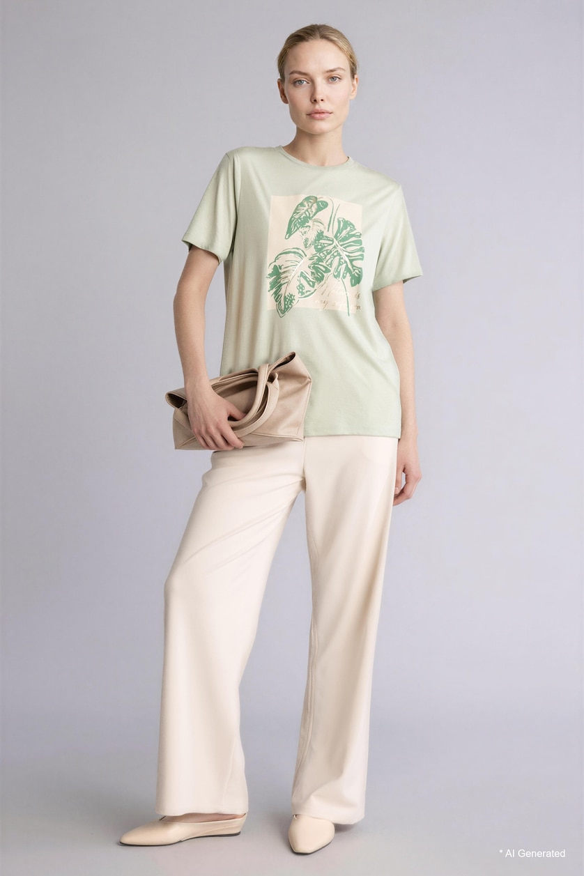 Woman Mint Regular Fit Short Sleeve T-Shirt