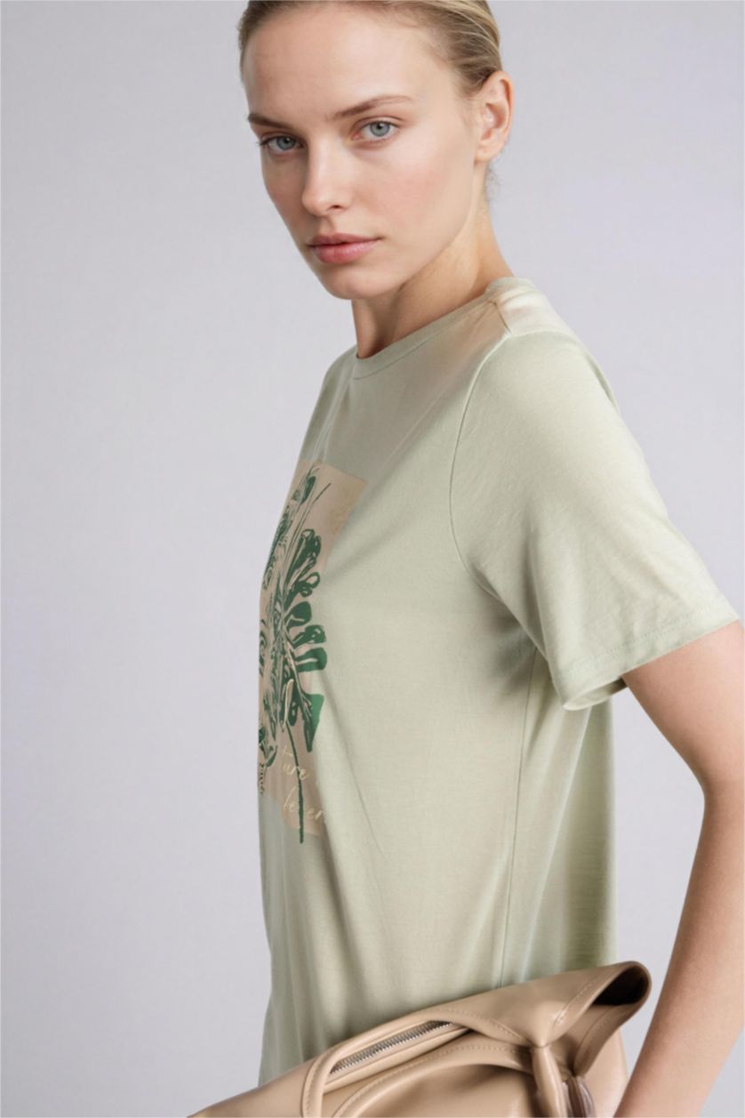 Woman Mint Regular Fit Short Sleeve T-Shirt