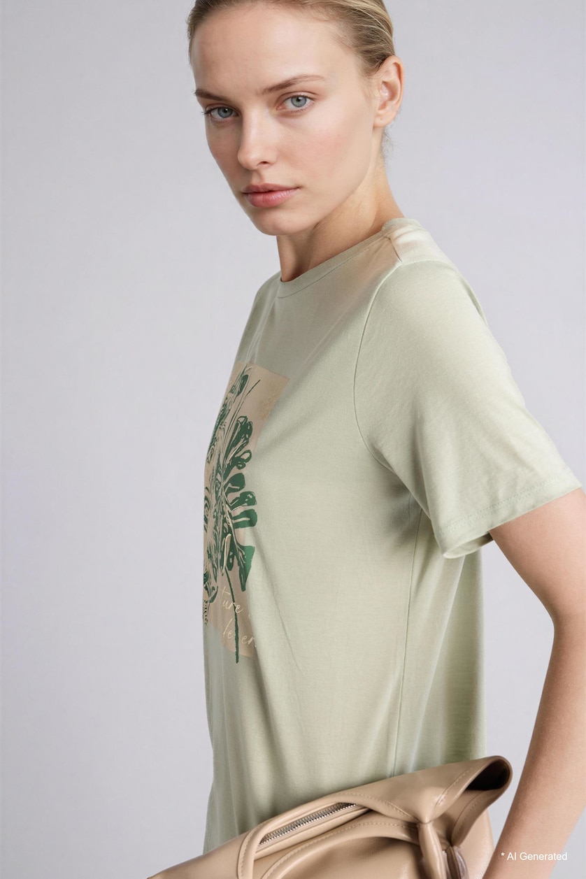 Woman Mint Regular Fit Short Sleeve T-Shirt