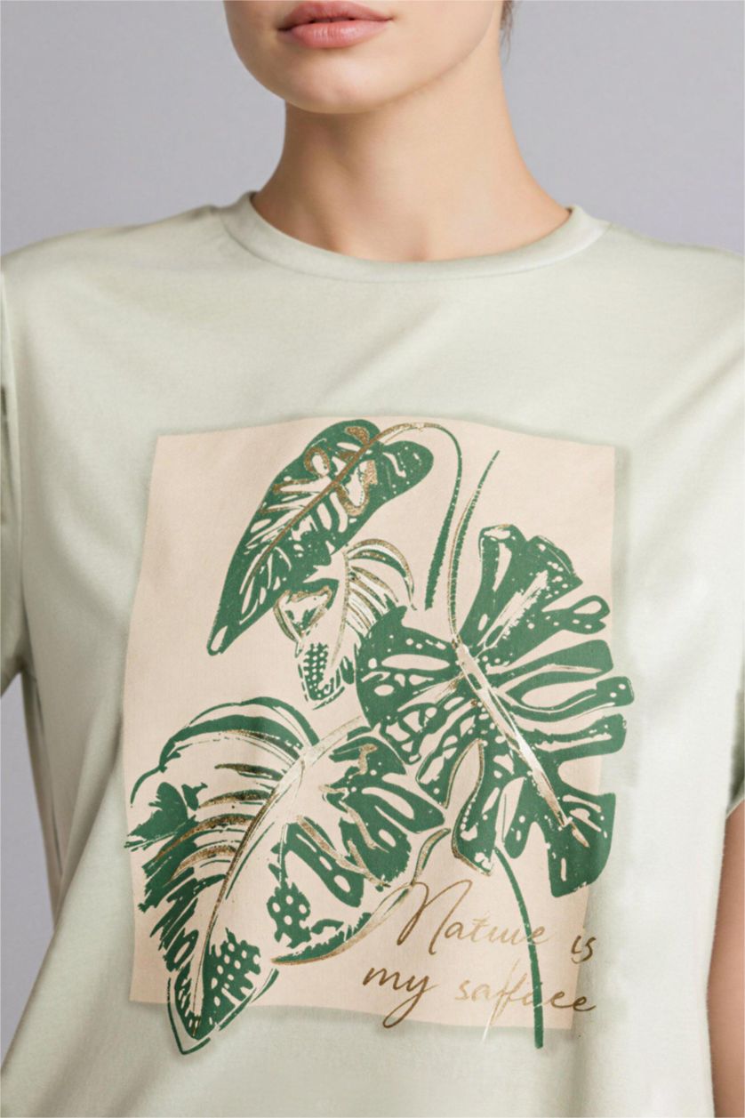 Woman Mint Regular Fit Short Sleeve T-Shirt