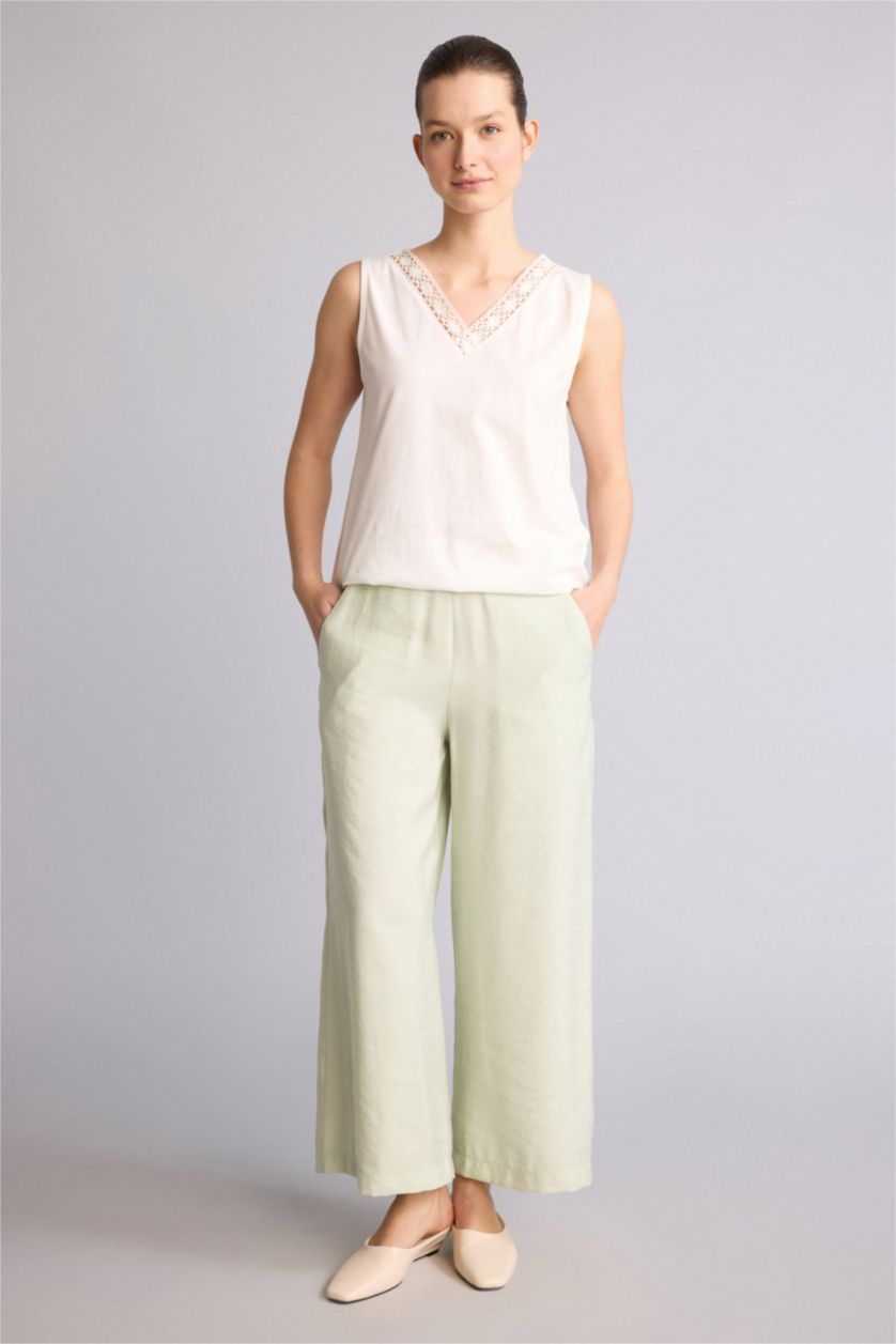 Kadın Ekru Relax Fıt V Yaka Atlet