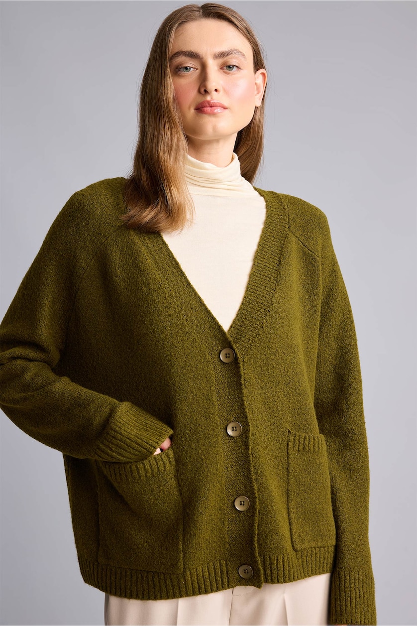 Woman Khaki Oversize Fit Cardigan