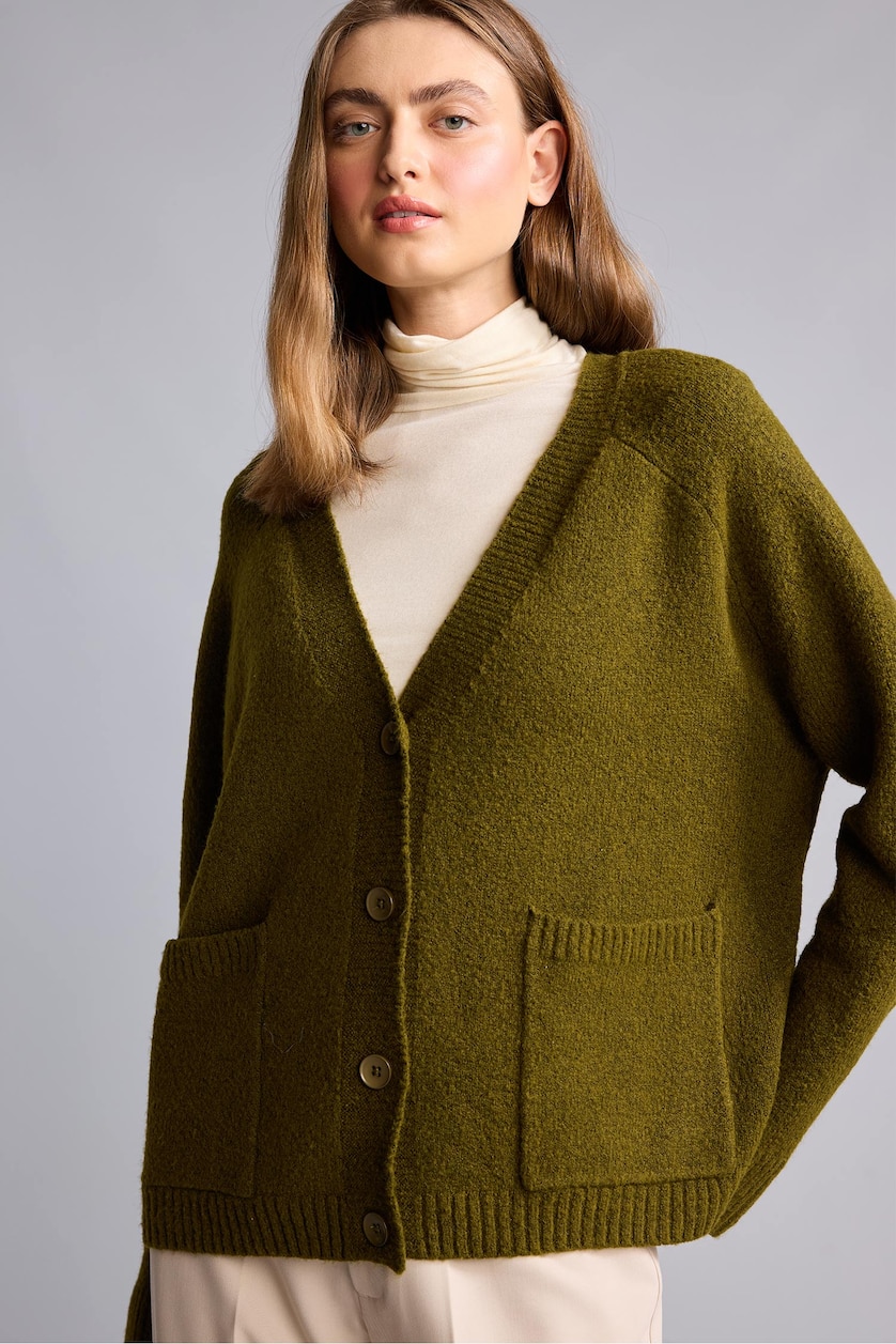 Woman Khaki Oversize Fit Cardigan