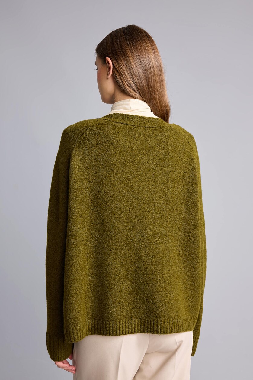 Woman Khaki Oversize Fit Cardigan