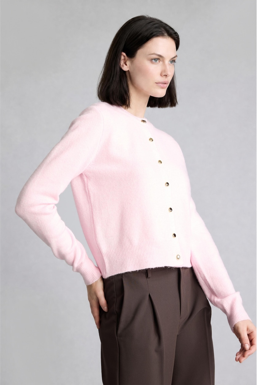 Әйелдерге Ашық Қызғылт Regular Fit кардиган