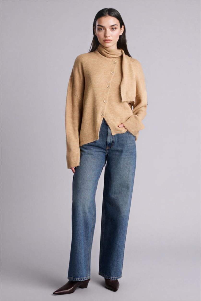 Woman Vison Regular Fit Crew Neck Knitwear Cardigan