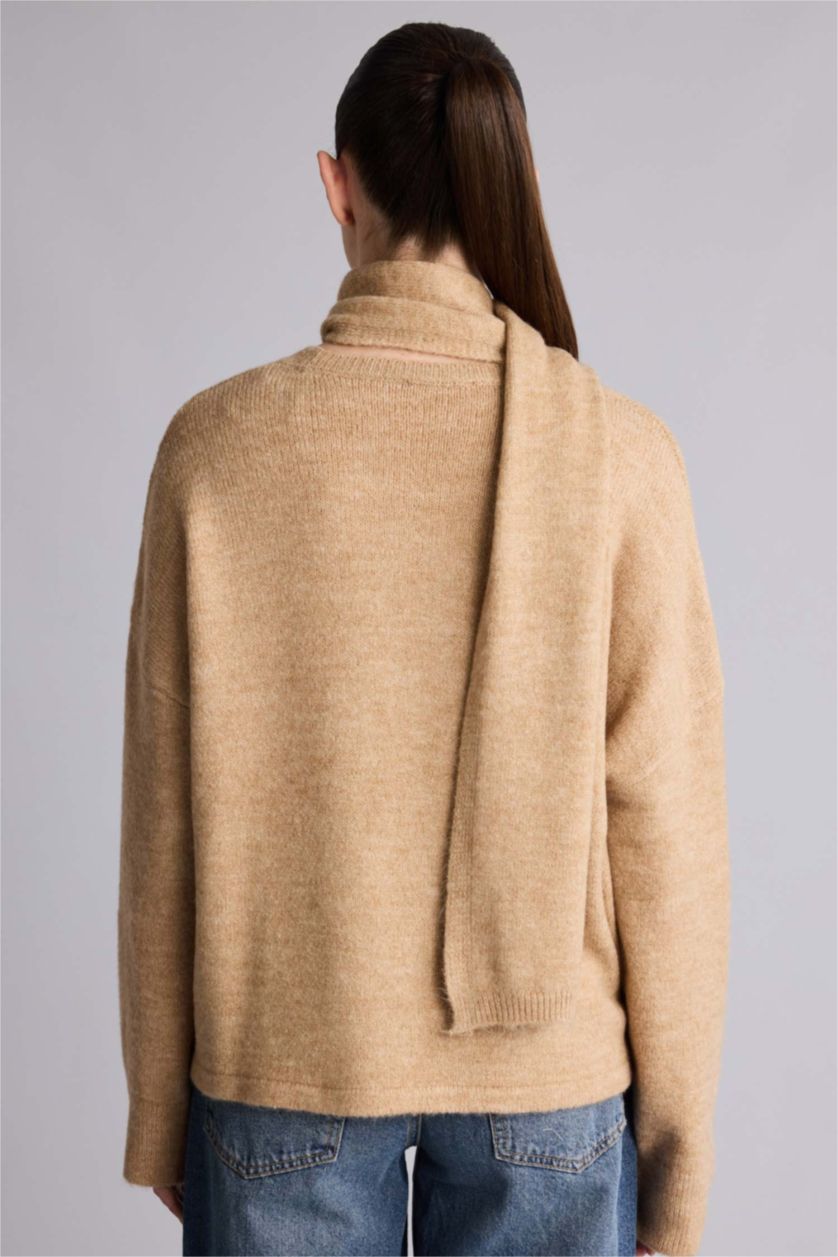 Әйелдерге Қоңыр қалыпты пішім с мойын трикотаж Кардиган