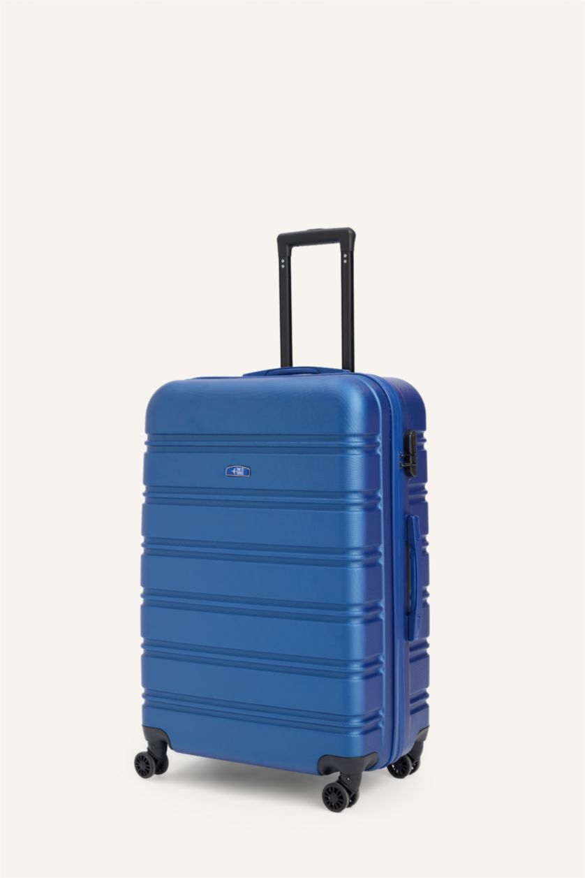 Kadın Mavi Büyük Unisex Sert Kapaklı Büyük Boy Valiz