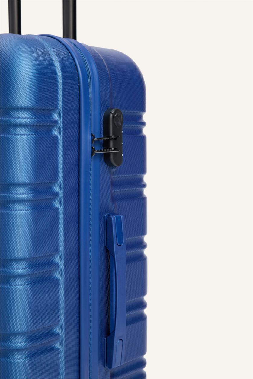 Kadın Mavi Büyük Unisex Sert Kapaklı Büyük Boy Valiz