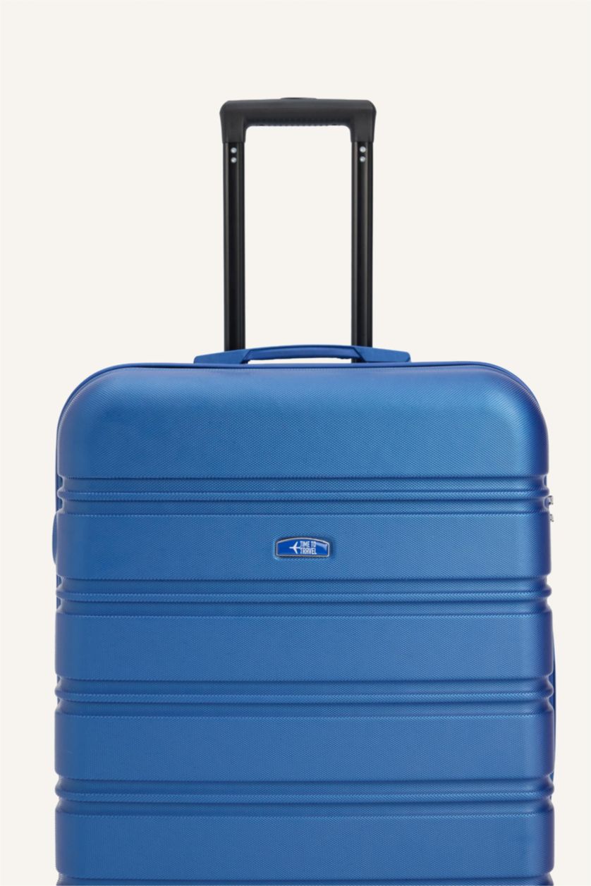 Kadın Mavi Büyük Unisex Sert Kapaklı Büyük Boy Valiz