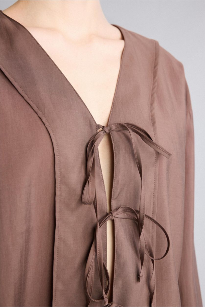 Әйелдерге Қоңыр Oversize блузка