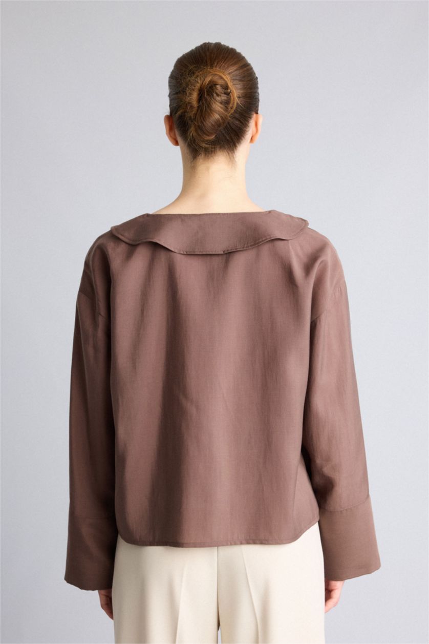 Әйелдерге Қоңыр Oversize блузка