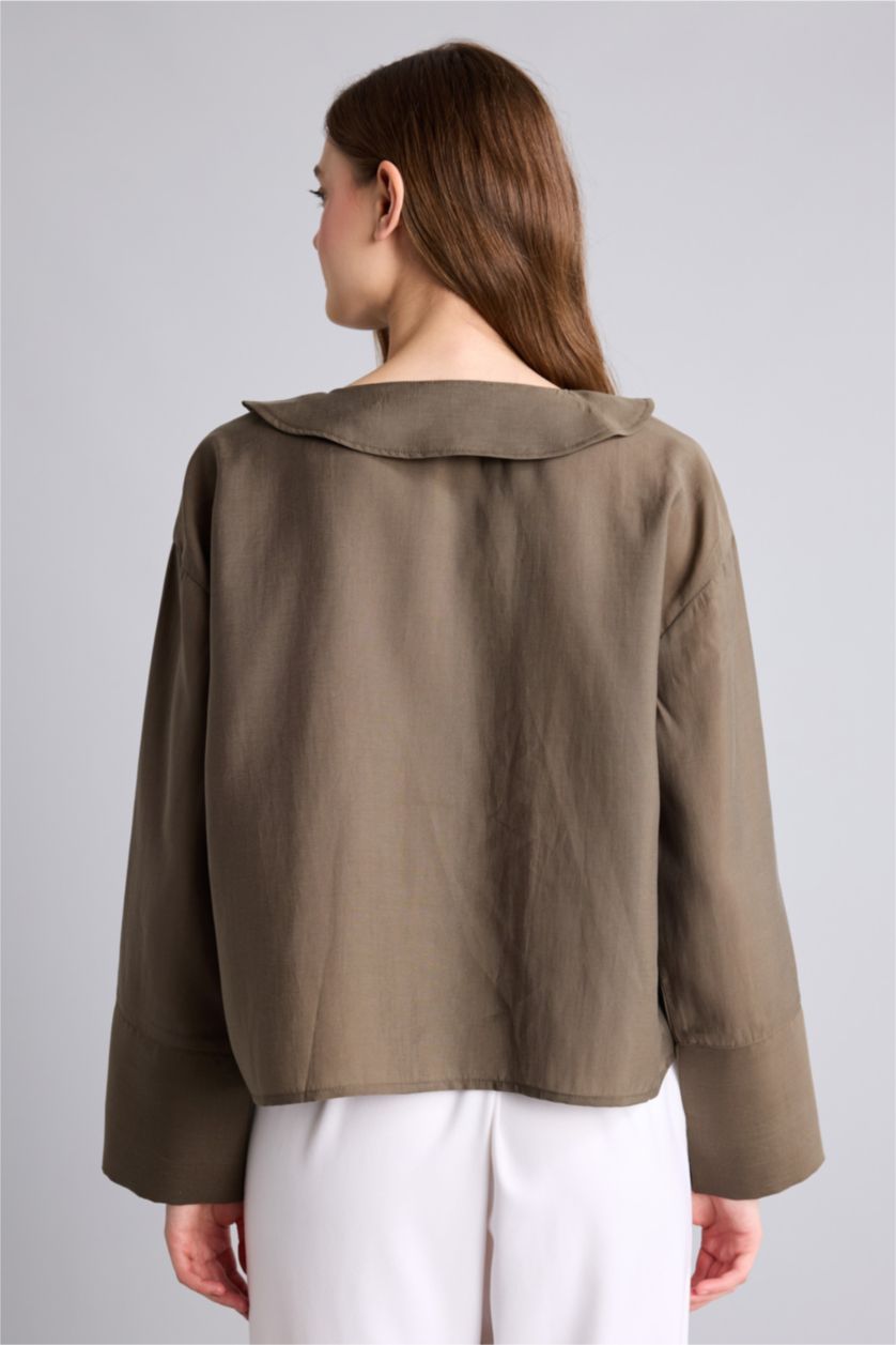 Әйелдерге Қараңғы Хаки Oversize блузка