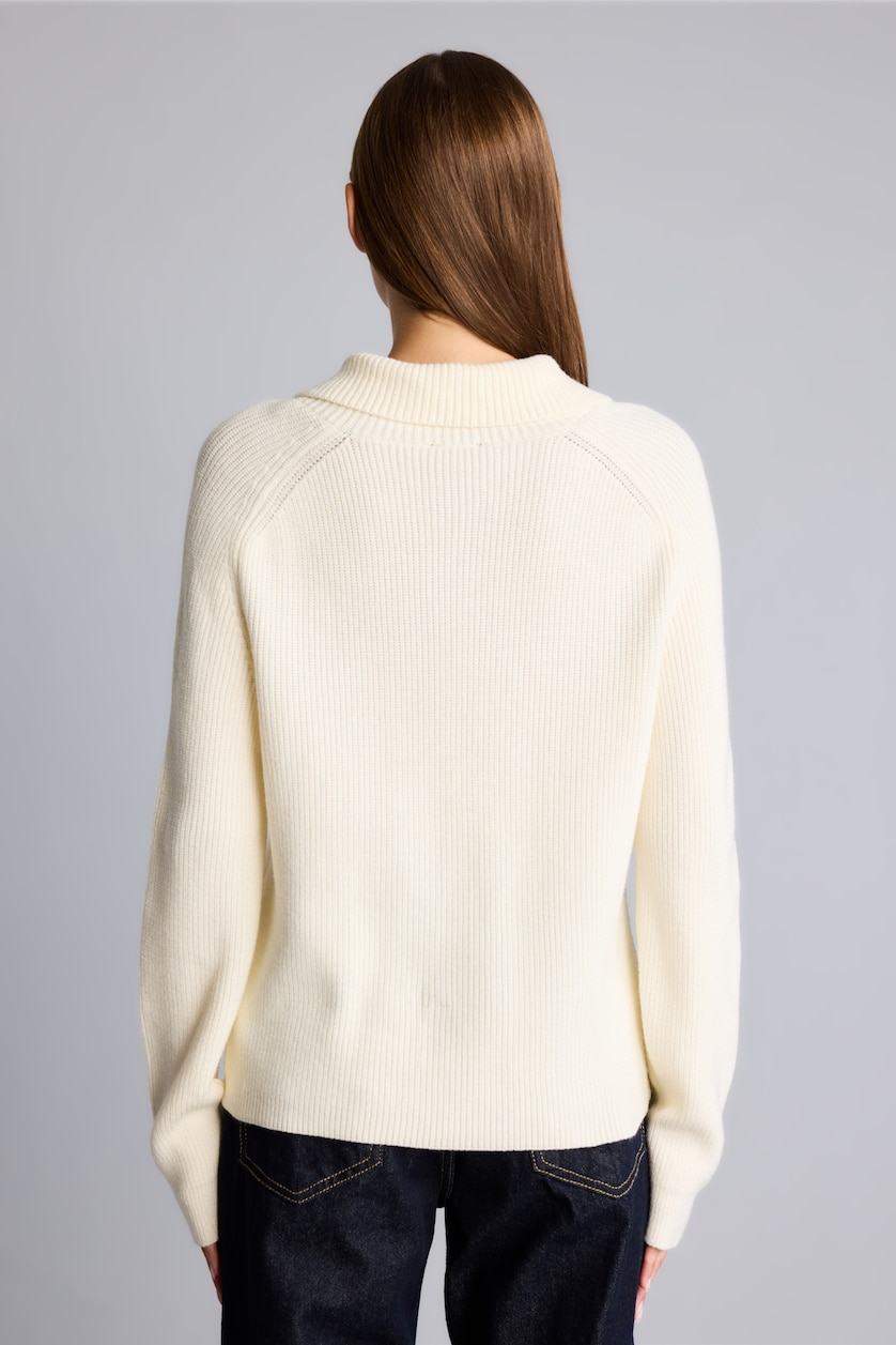 FEMME Écru Pull à col polo Coupe régulière