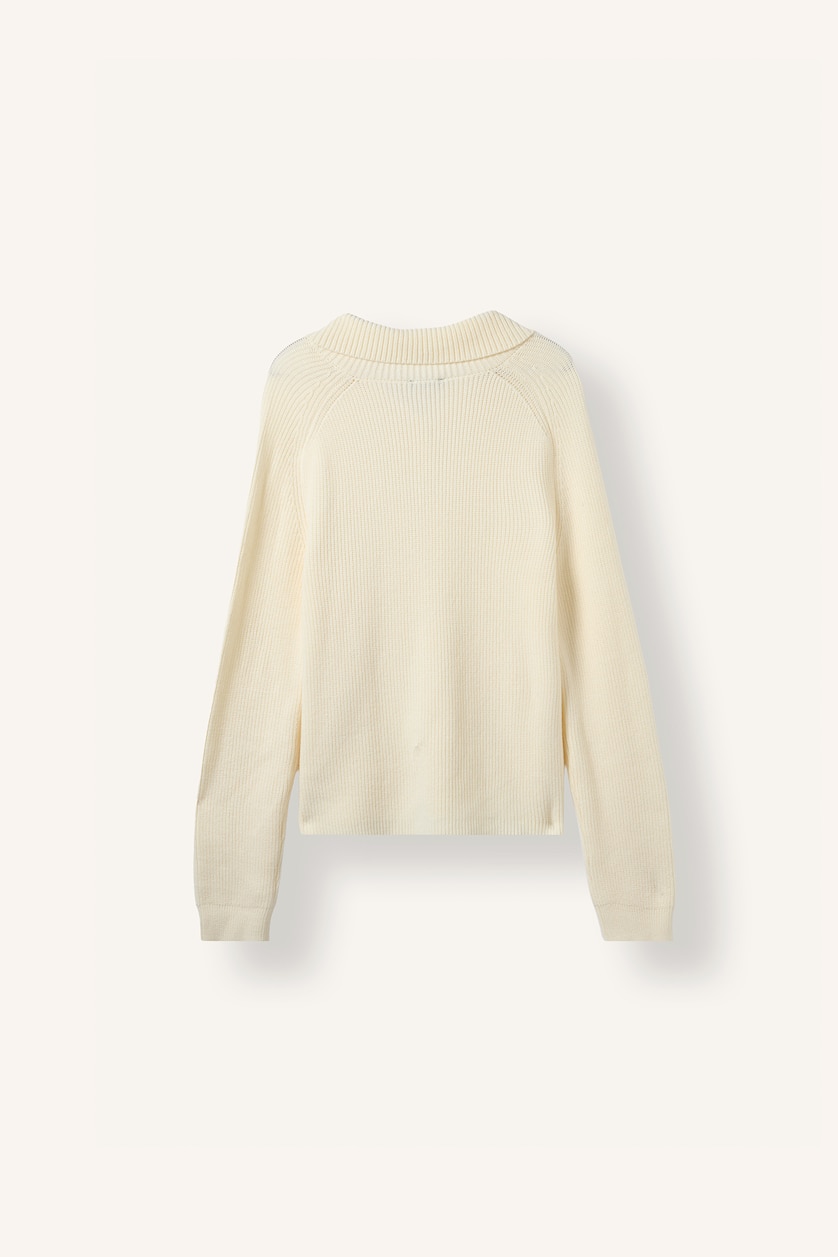 FEMME Écru Pull à col polo Coupe régulière