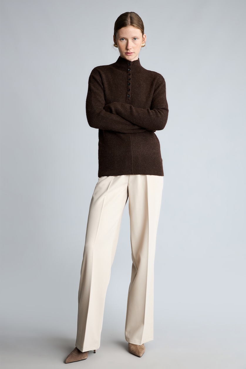 FEMME Marron Pull à col semi-montant Coupe ajustée