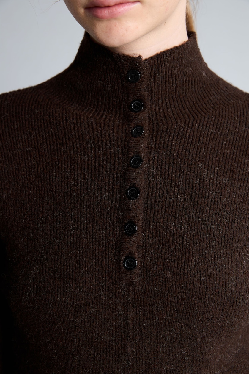 FEMME Marron Pull à col semi-montant Coupe ajustée