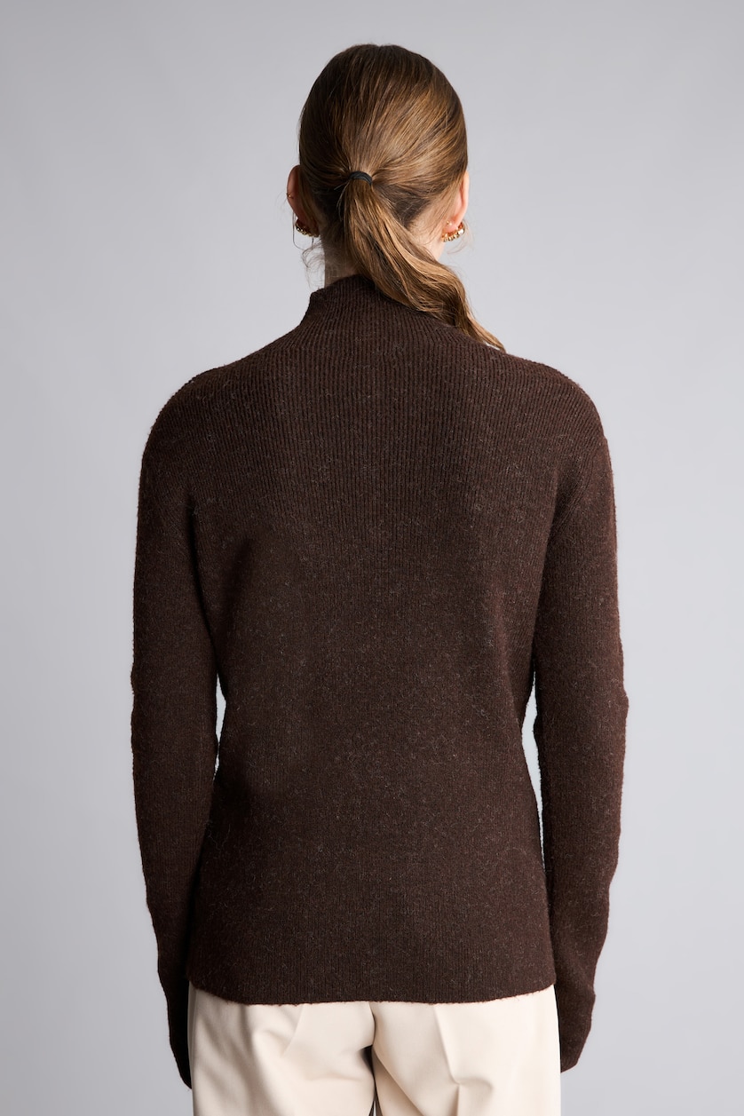 FEMME Marron Pull à col semi-montant Coupe ajustée