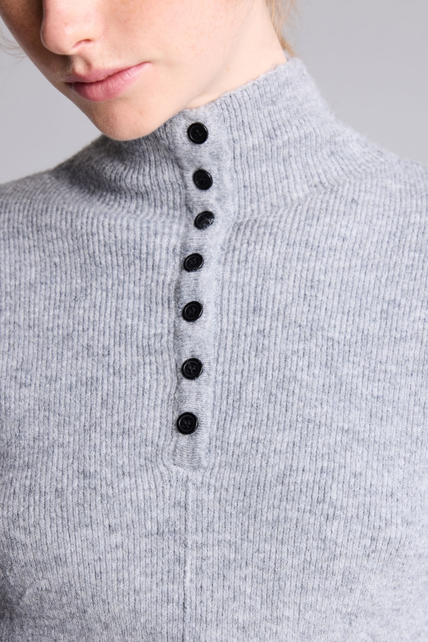 FEMME Gris Pull à col semi-montant Coupe ajustée
