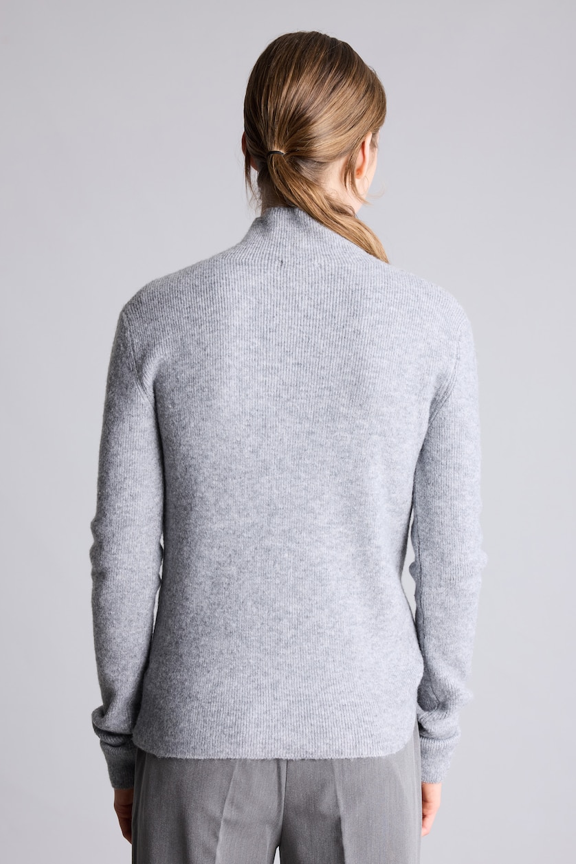 FEMME Gris Pull à col semi-montant Coupe ajustée
