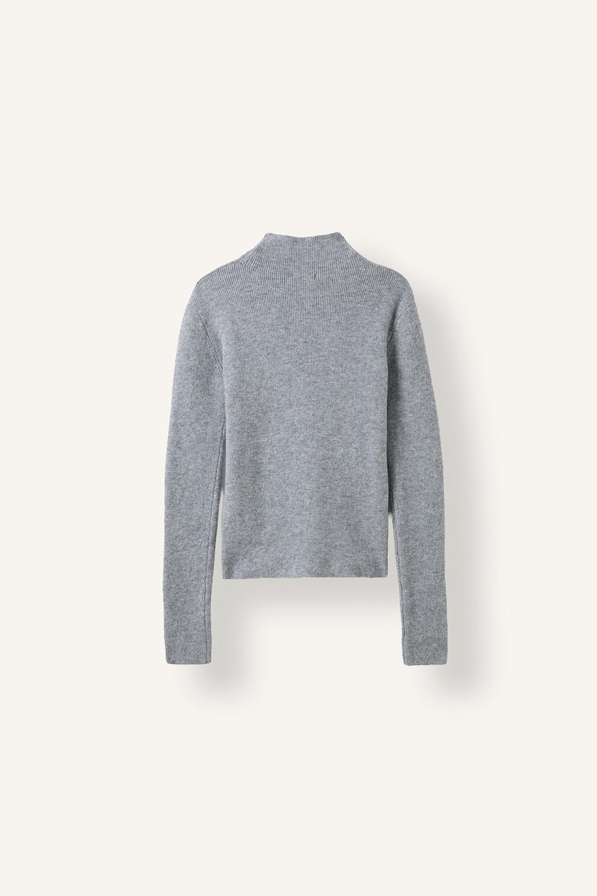 FEMME Gris Pull à col semi-montant Coupe ajustée
