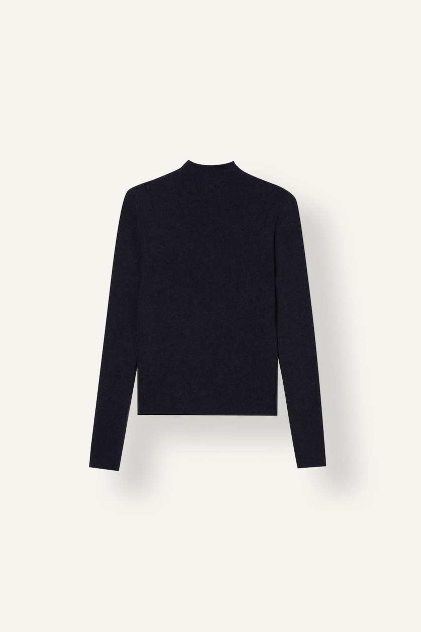 Kadın Lacivert Fitted Düğmeli Yarım Balıkçı Basic Kazak