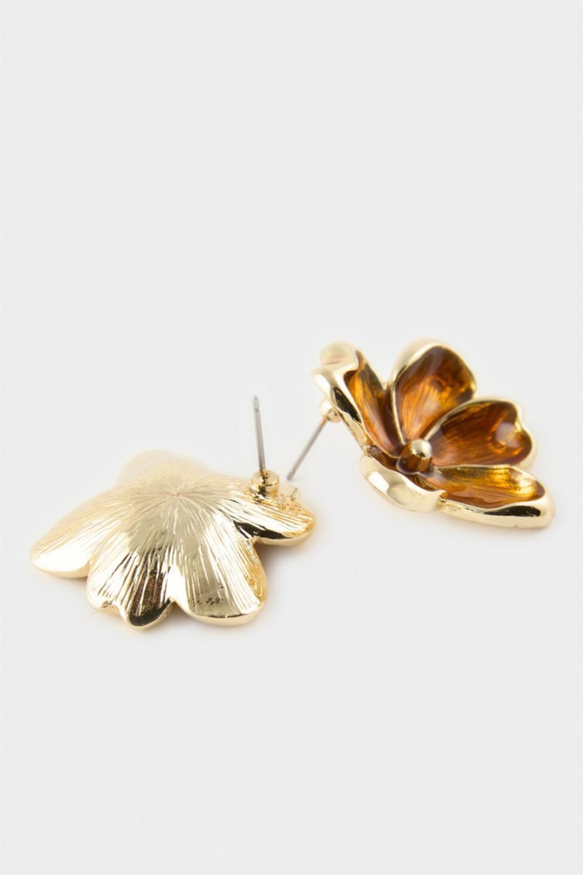 Kadın Kahve Kadın Çiçekli Küpe