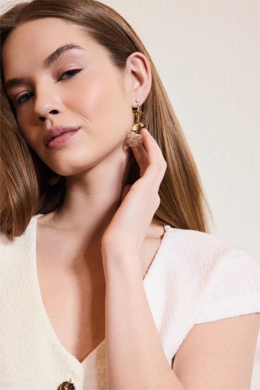 Kadın Karma Kadın Çiçek Desenli Küpe