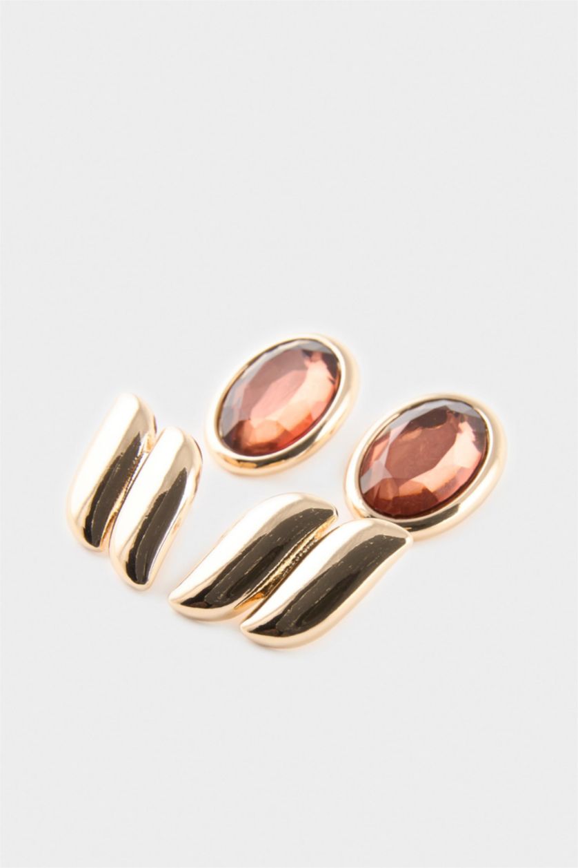 Kadın Açık Kahve Kadın 2'li Küpe