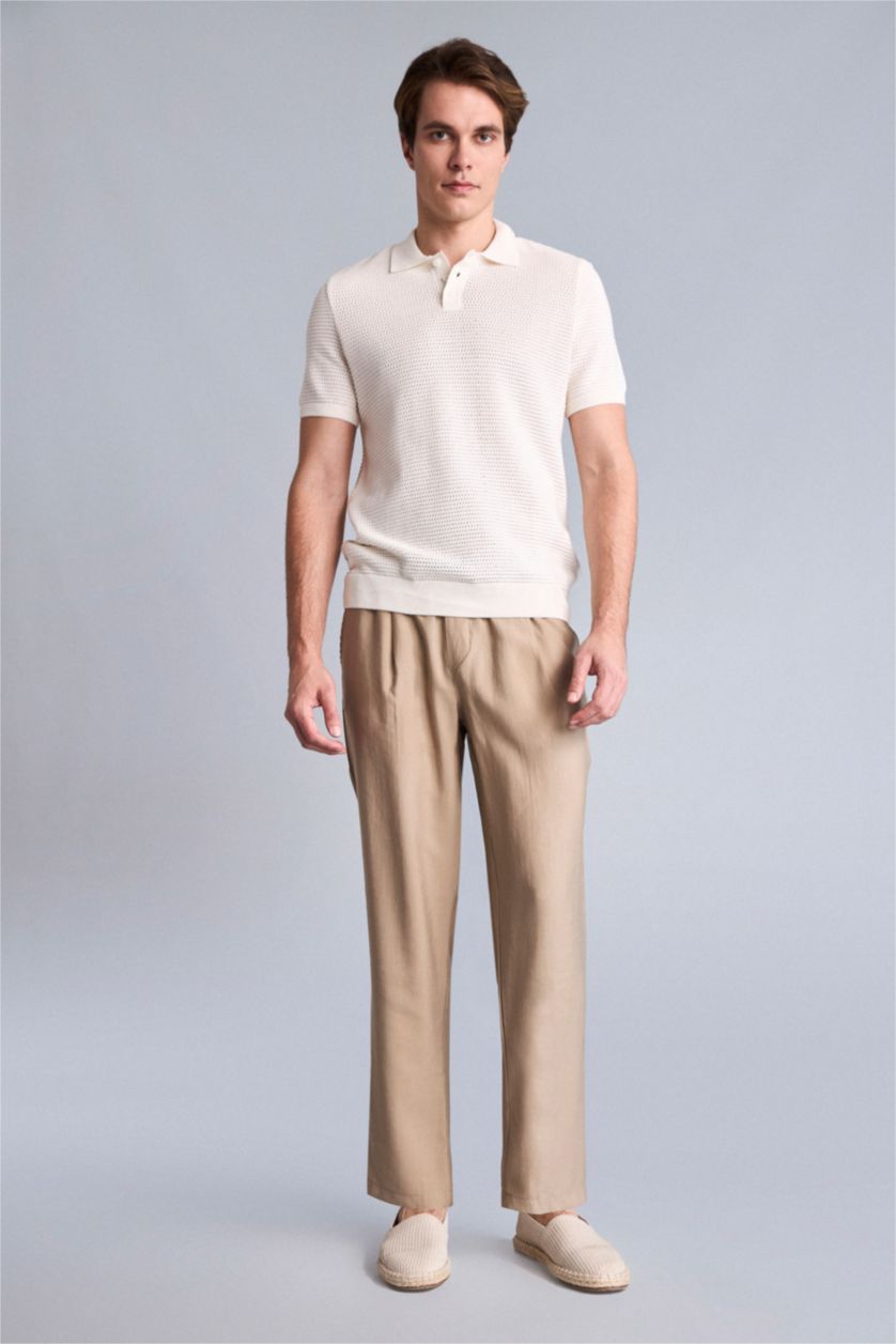 رجال بيج Relax Fit Trousers