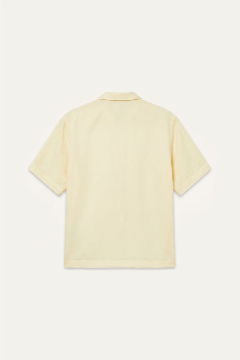 Men Light Yellow Boxy Fit Sensual Short Sleeve Shirt