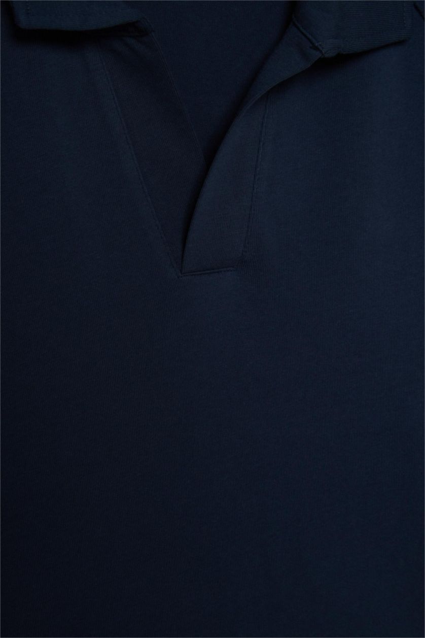 Man NAVY تيشيرت بولو نص ردن قصة فضفاضة