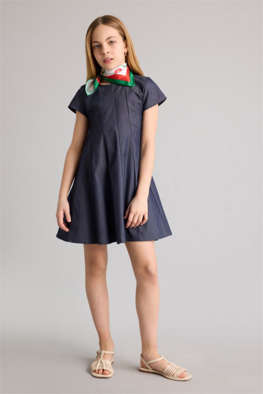 بنات نيلي فستان تويل قصة عادية بنص كم