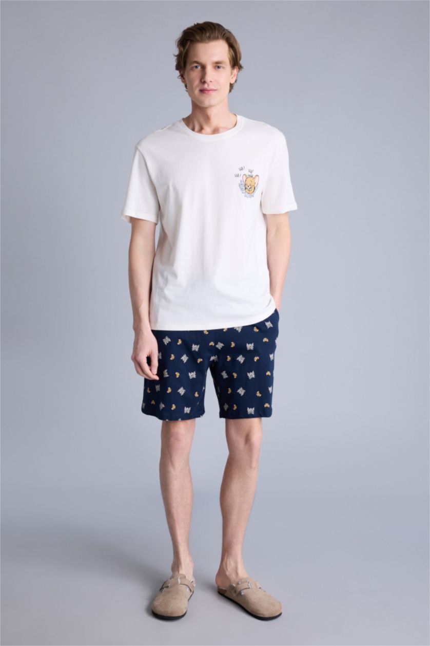 Erkek Lacivert Tom & Jerry Regular Fıt Kısa Kollu 2'li Takım