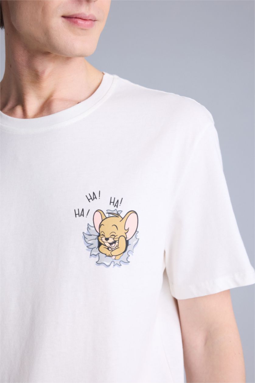 Erkek Lacivert Tom & Jerry Regular Fıt Kısa Kollu 2'li Takım