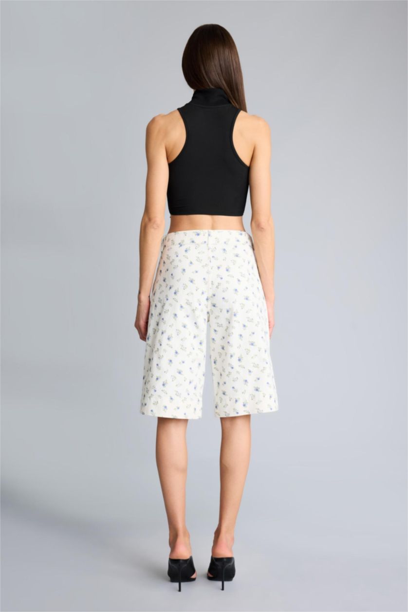 Kadın Kırık Beyaz Afra x Defacto Normal Bel  Gabardin Bermuda