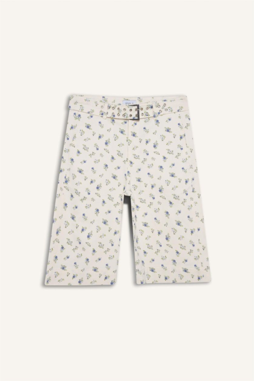 Kadın Kırık Beyaz Afra x Defacto Normal Bel  Gabardin Bermuda