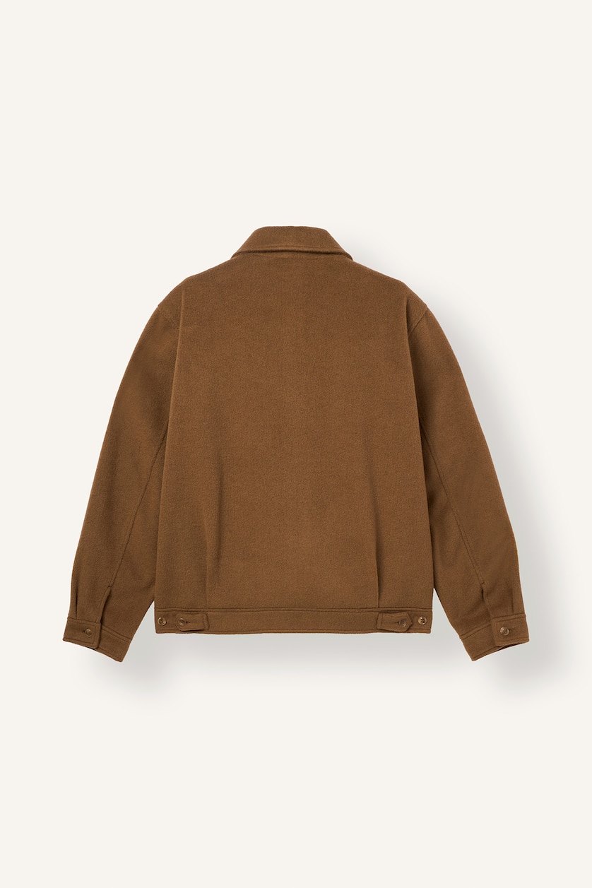 Erkek Camel Regular Fit Fermuarlı Kaşe Mont