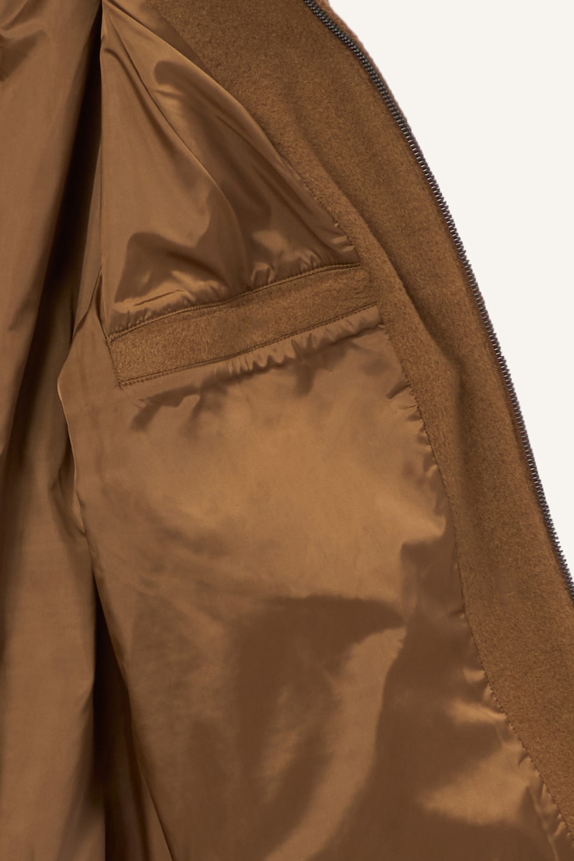 MAN Camel Zipper Polo Collar Puffer Jacket