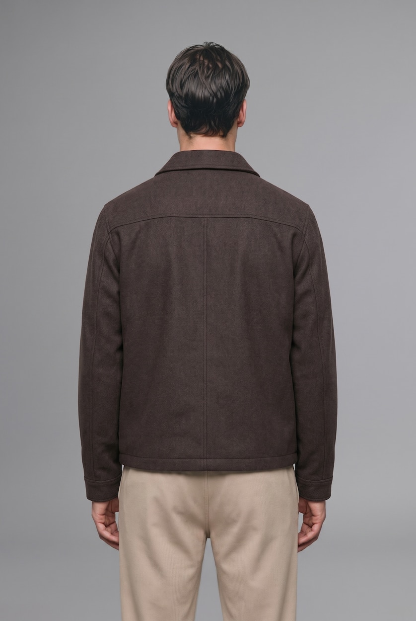 Erkek Kahve Regular Fit Cepli Fermuarlı Mont