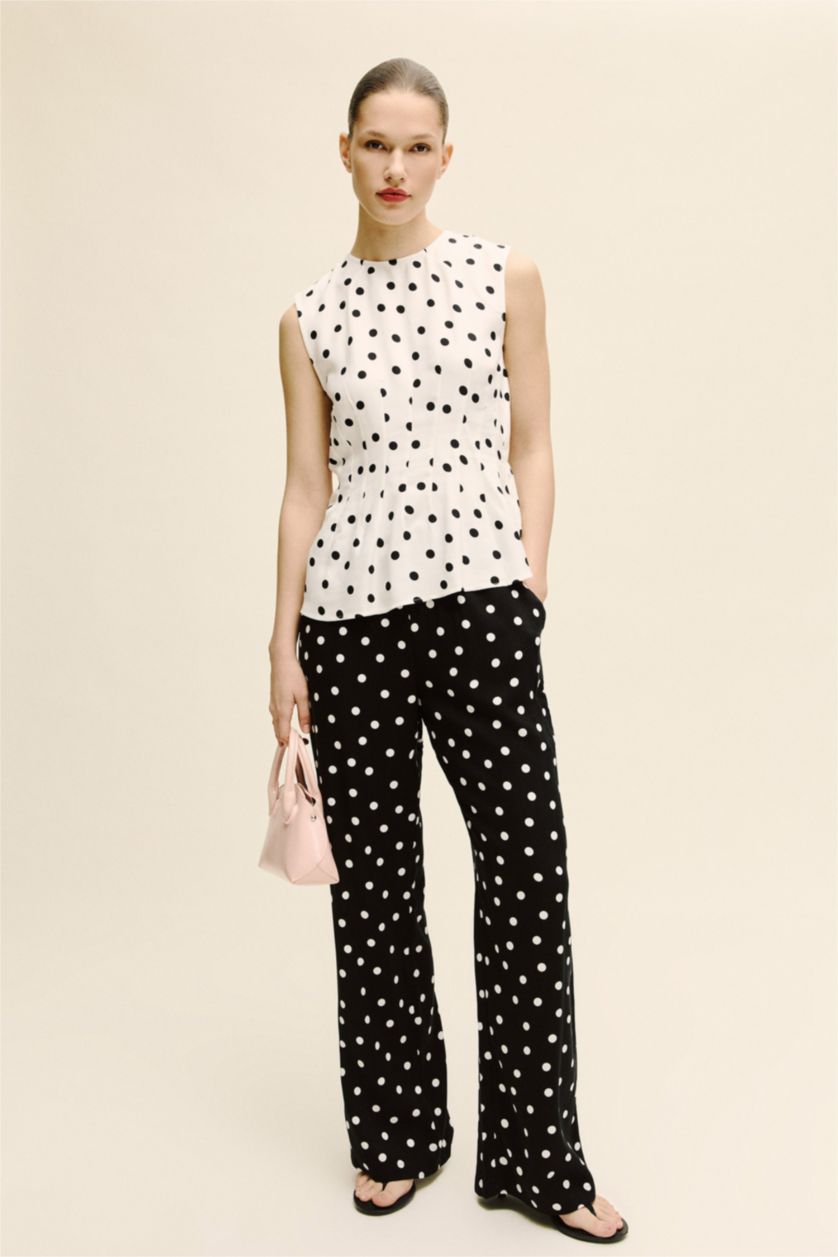 Женщины Бежевый Блузка без рукавов приталенного кроя в горошек без  рукавов бельмондо для женщин