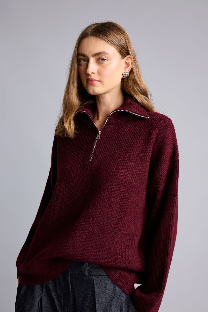 Woman Bordeaux Oversize Fit Pullover