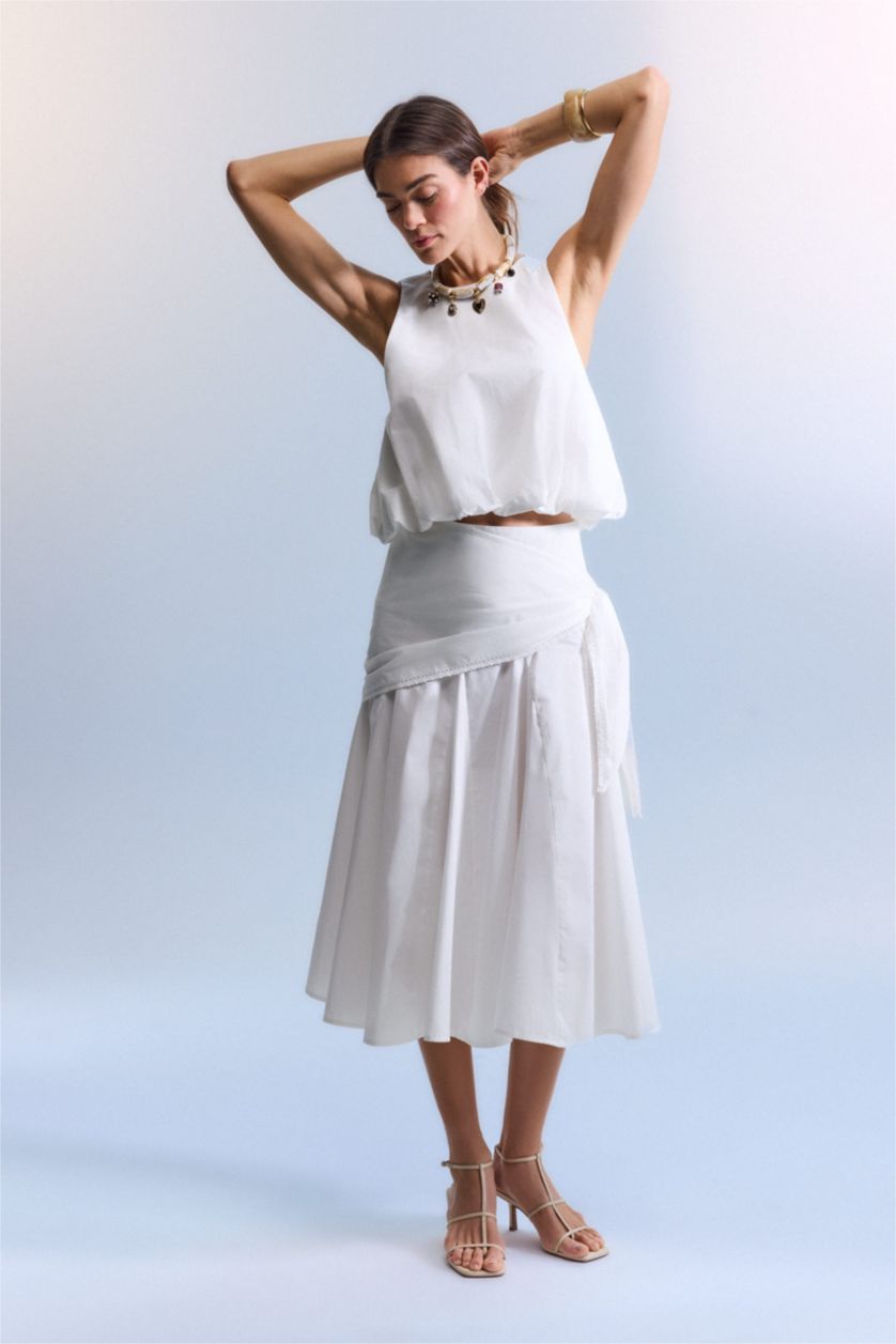 FEMME Blanc Blouse sans manches en popeline Afra x Defacto Coupe ballon