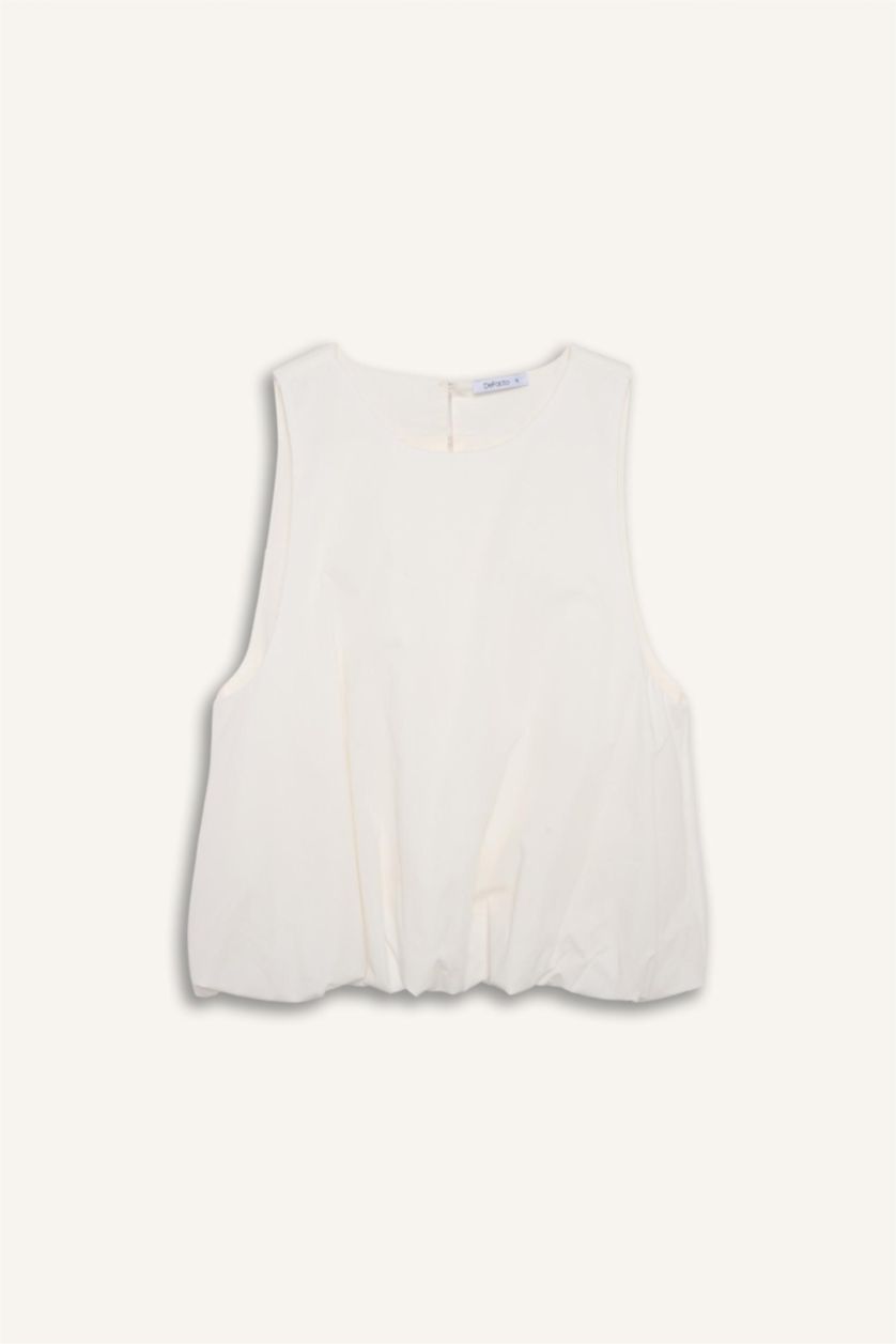 FEMME Blanc Blouse sans manches en popeline Afra x Defacto Coupe ballon