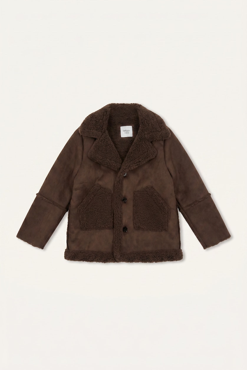 Baby Girls Brown Baby Girl V-Neck Puffer Jacket