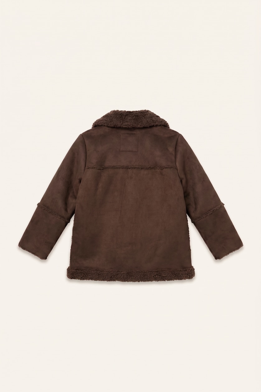 Baby Girls Brown Baby Girl V-Neck Puffer Jacket