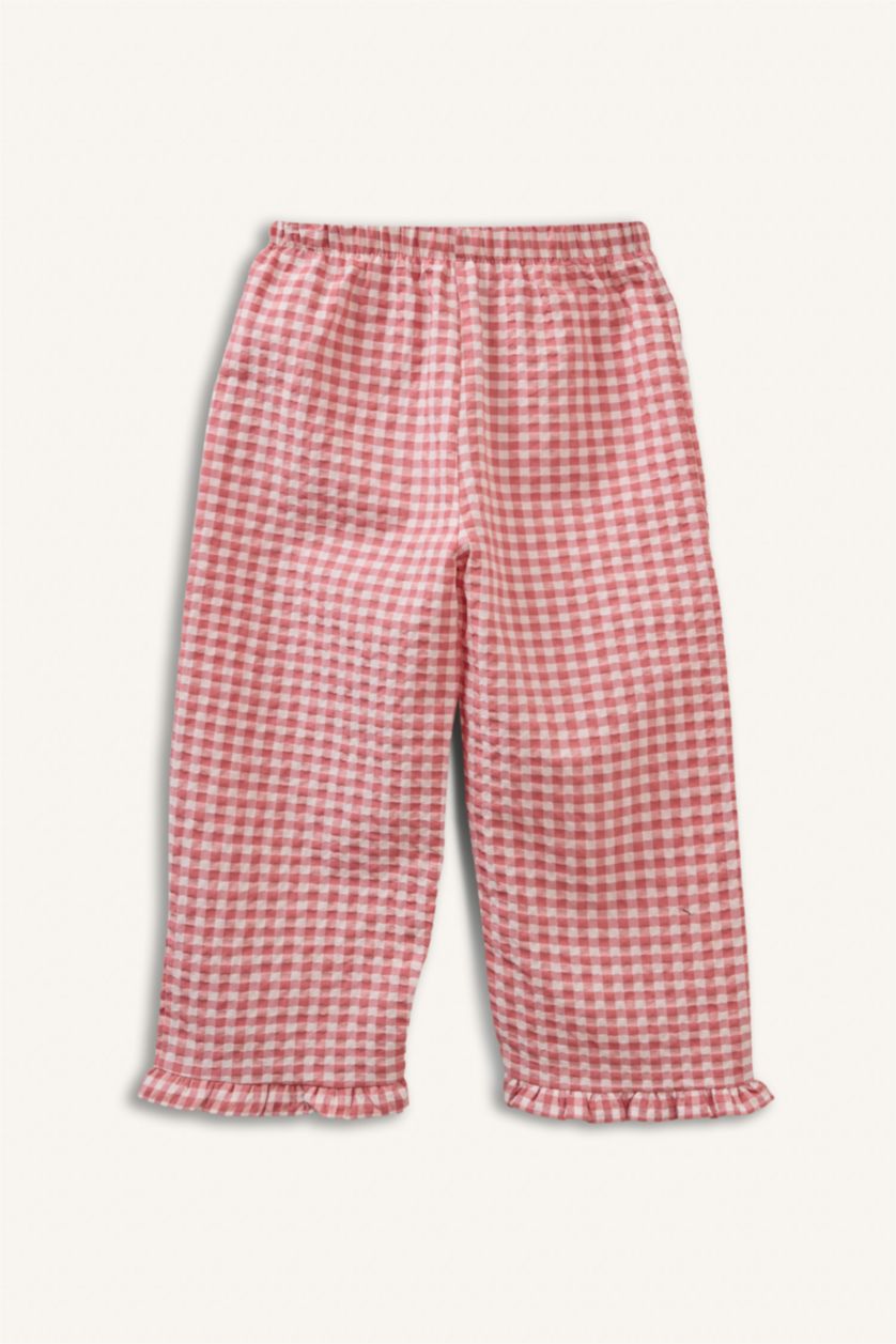 Kız Bebek Gülkurusu Uzun Kollu Dokuma 2'li Dokuma Pijama Kız Bebek