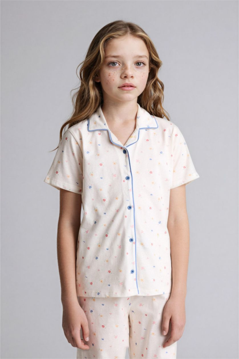 Kız Çocuk - Genç Kız Ekru Regular Fıt 2'li Pijama Takımı Kız Çocuk