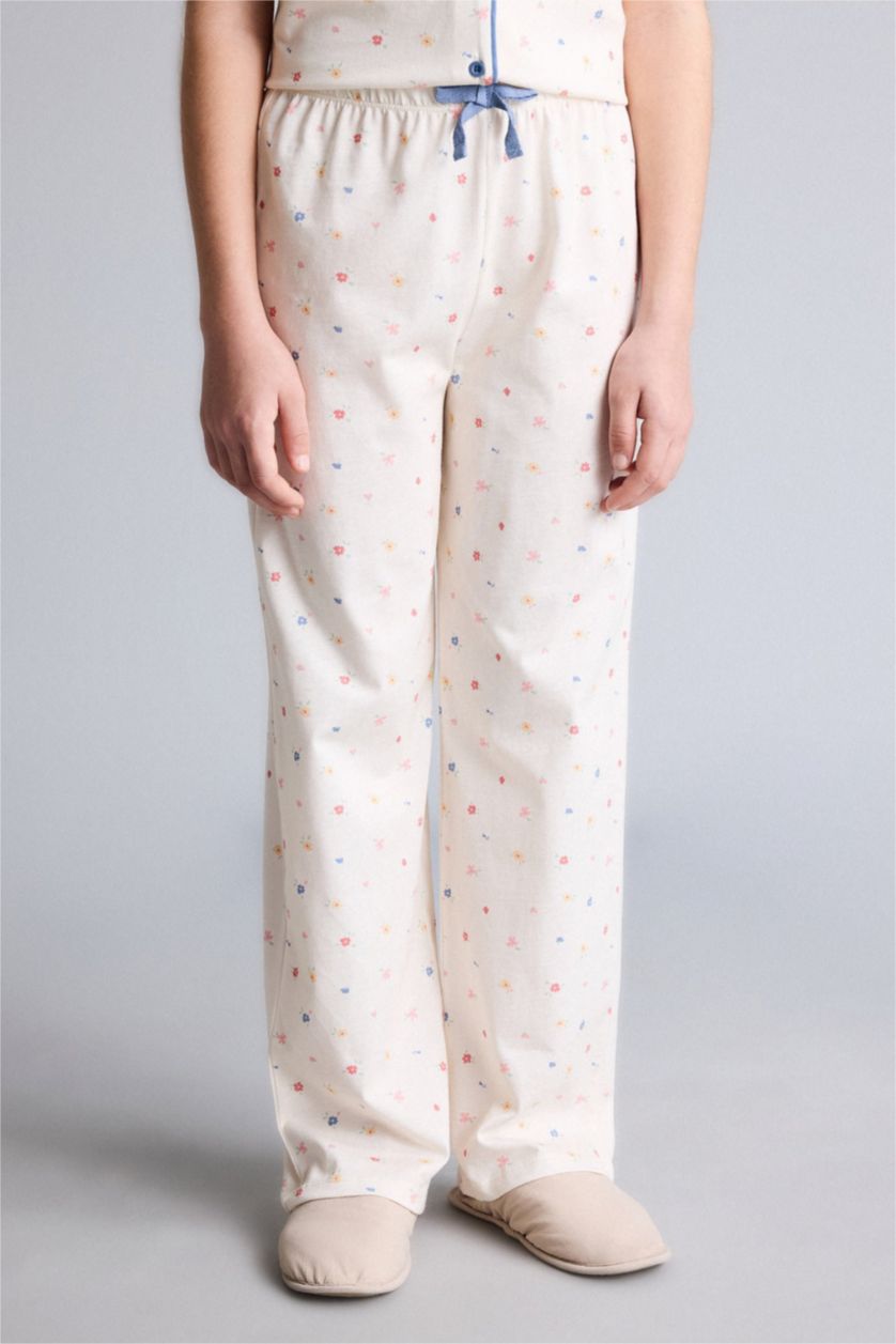 Kız Çocuk - Genç Kız Ekru Regular Fıt 2'li Pijama Takımı Kız Çocuk